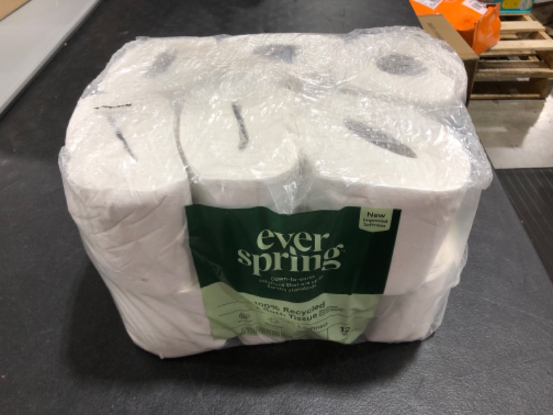 Photo 2 of 100% Recycled Toilet Paper - 12 Rolls - Everspring. PACKAGE. DAMAGE. 
