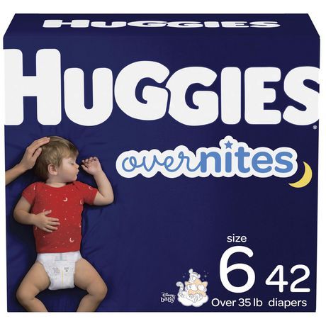 Photo 1 of Huggies Overnites Nighttime Baby Diapers, Size 6, 42 Ct (1127551). MINOR BOX DAMAGE. 
