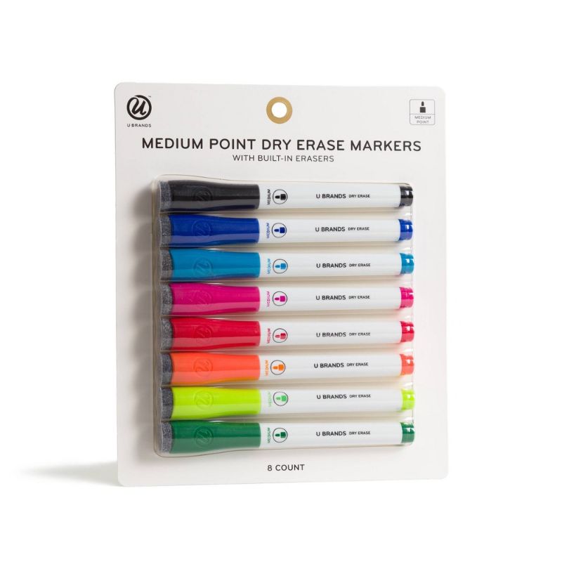 Photo 1 of LOT OF 5-U Brands 8ct Medium Point Dry Erase Markers
