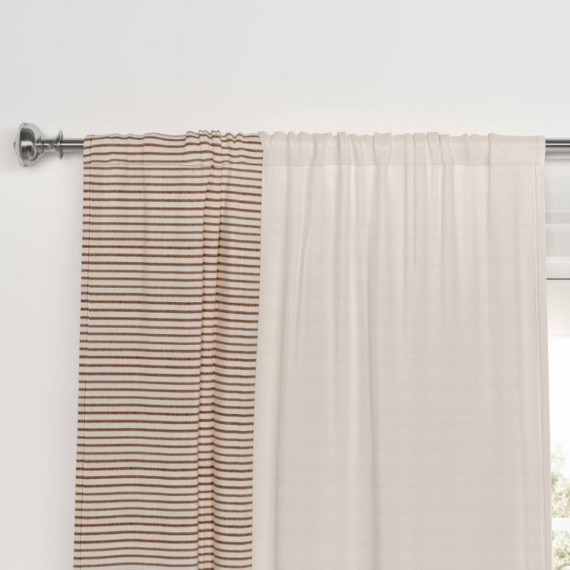 Photo 1 of 1pc 50"x84" Blackout Woven Stripe Border Window Curtain Panel - Threshold™. 
