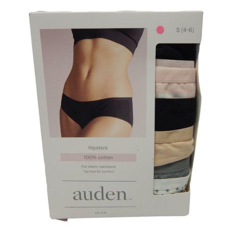 Photo 1 of Auden S / (4-6) Women's Hipster 6 Pack of Underwear 100% Cotton
