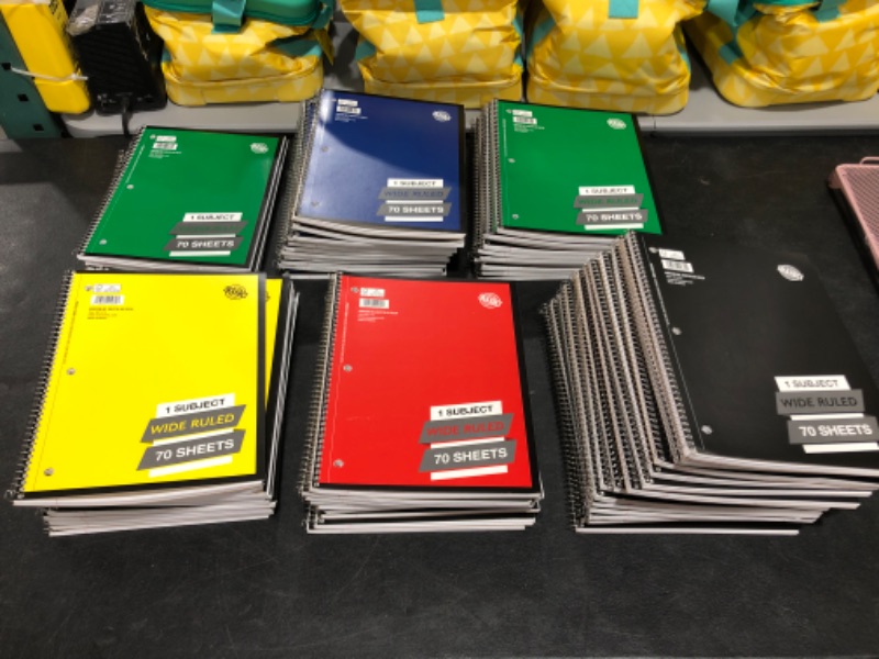 Photo 2 of LOT OF 63 Spiral Notebook 1 Subject 70 Sheets Wide Ruled Spiral Notebooks
