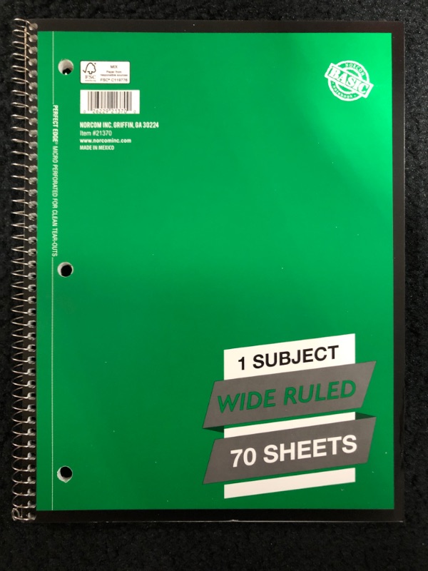 Photo 1 of Spiral Notebook 1 Subject 70 Sheets WIDE RULED. COLORS MAY VARY. 
