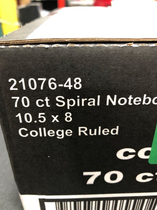 Photo 3 of BOX OF 48 Spiral Notebook 1 Subject 70 Sheets Spiral Notebooks. COLLEGE RULED. COLORS MAY VARY. 
