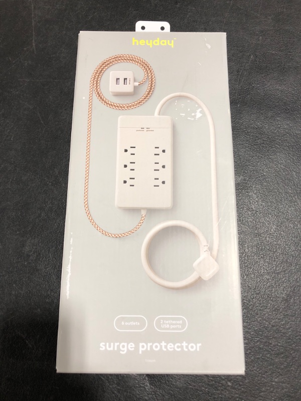 Photo 2 of Heyday 6-Outlet Surge Protector with 6' Extension Cord- Stone White. OPEN BOX. PRIOR USE.
