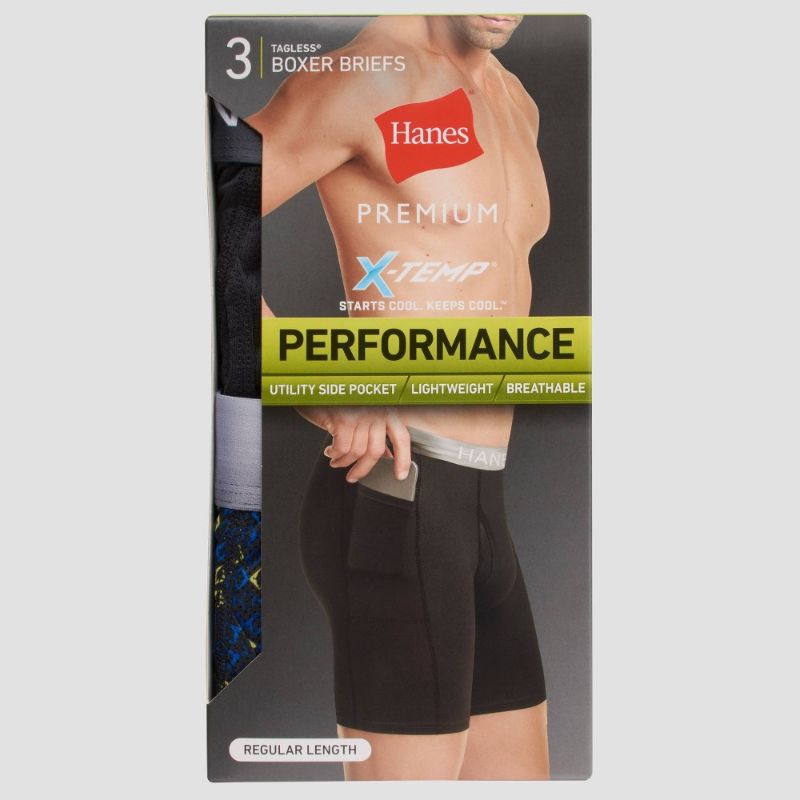 Photo 1 of Hanes Preiu En's Xtep Boxer Briefs with Pocket 3pk - Colors Ay Vary. SIZE M 32-34. 
