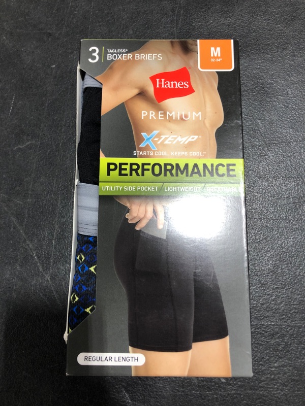 Photo 2 of Hanes Preiu En's Xtep Boxer Briefs with Pocket 3pk - Colors Ay Vary. SIZE M 32-34. 
