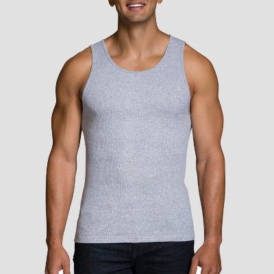 Photo 2 of Fruit of the Loom Men S Black and Gray Tank a-Shirts 5 Pack Sizes S-XL
