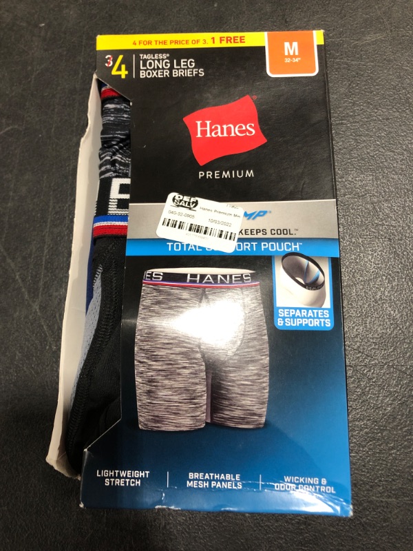 Photo 2 of Hanes Preiu En's Xtep Total Support Pouch 3+1 Long Leg Boxer Briefs - Blue/Gray/Black
SIZE MEDIUM 32-34. 