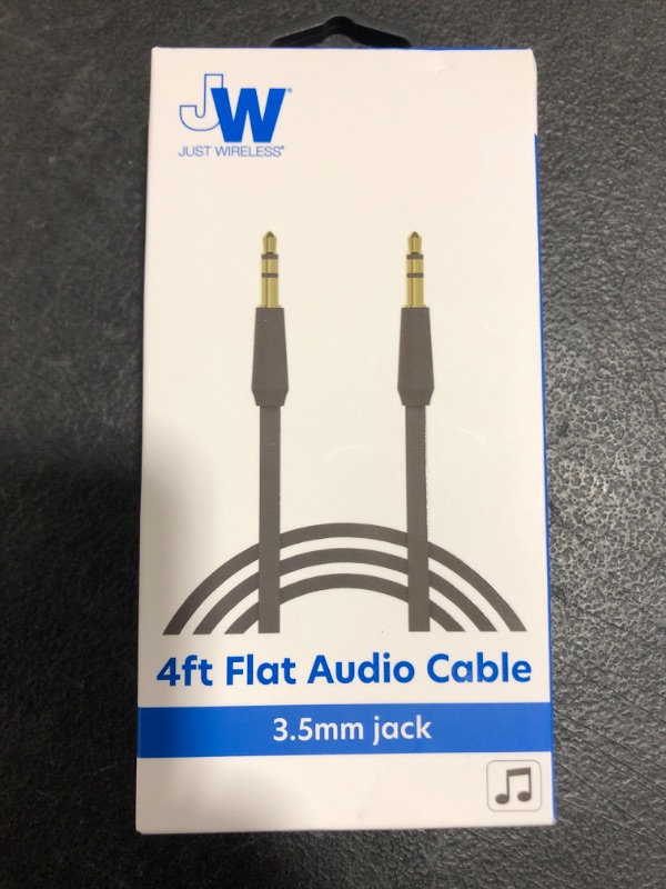 Photo 2 of Just Wireless 4' Flat TPU Auxiliary Cable (3.5mm) - Black
