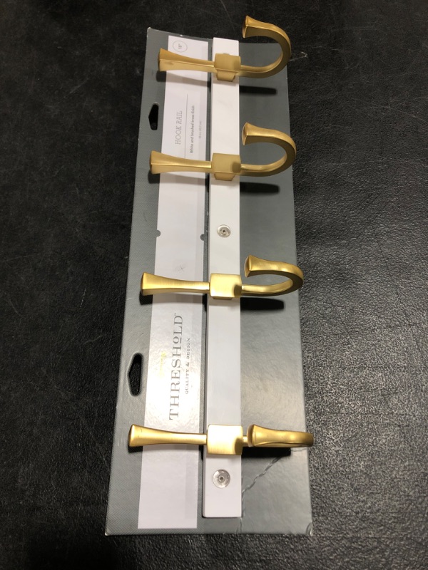 Photo 2 of 18" Flared J Hook Rail Brass/White - Threshold
