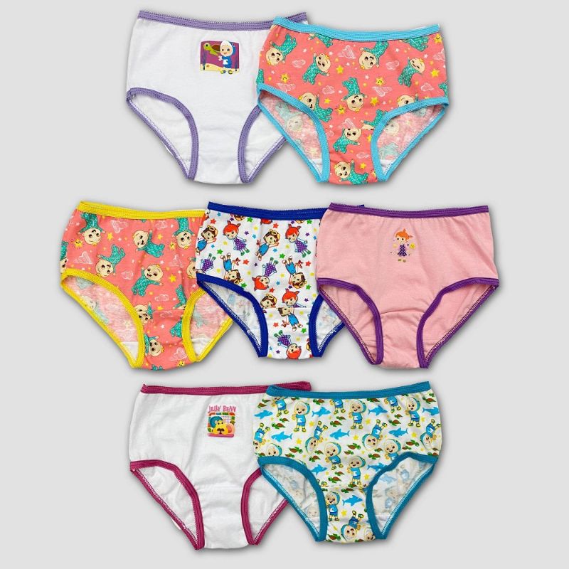 Photo 1 of Cocomelon Toddler Girls 7 Pack Brief Panty, 2t-3t , Pink. OPEN PACKAGE. PRIOR USE.
