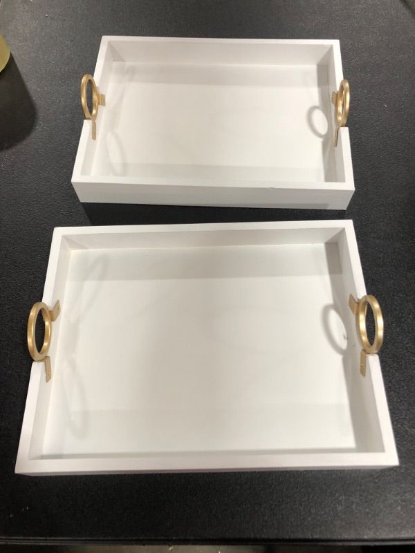 Photo 1 of 2 pack of white decor trays 12inx9in
