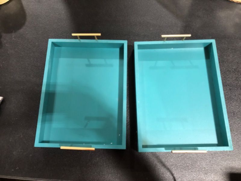 Photo 1 of 2 pack of teal decor trays
