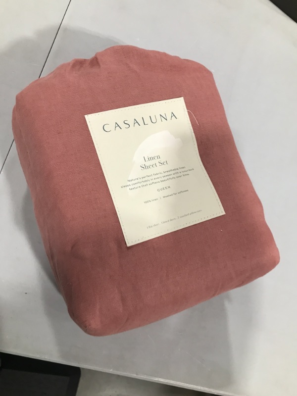 Photo 2 of 100% Washed Linen Solid Sheet Set - Casaluna QUEEN
