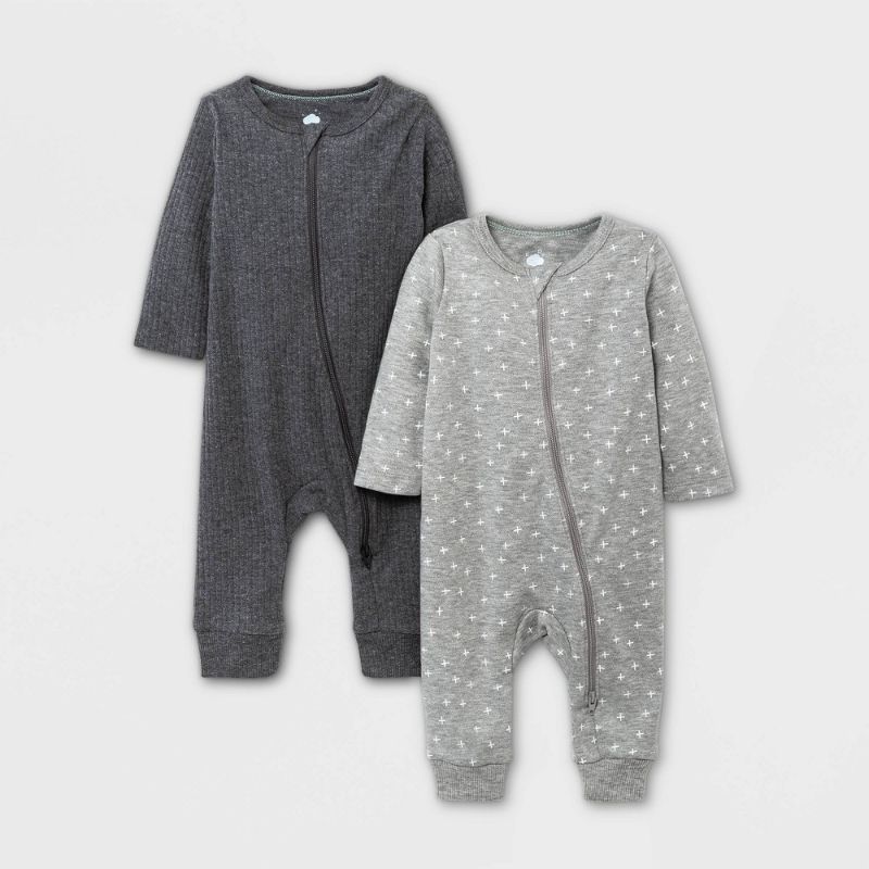 Photo 1 of Baby 2pk Coveralls - Cloud Island™ Black/White 0-3M
