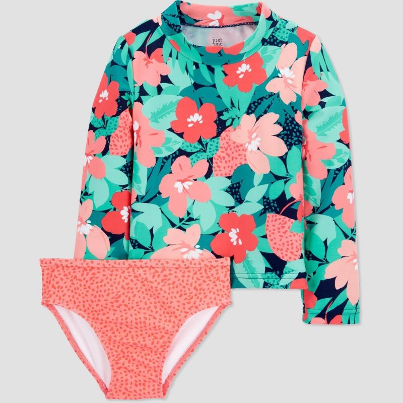 Photo 1 of Carter's Just One You® Toddler Girls' Floral Rash Guard Set - Coral Pink 4T
