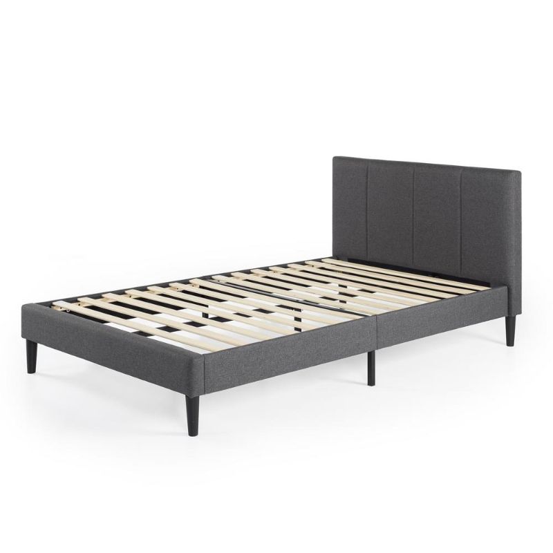 Photo 1 of Zinus Maddon 35” Upholstered Platform Bed Frame, Grey, Twin

