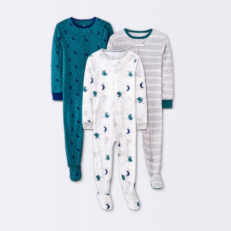 Photo 1 of Baby Boys' 3pk 'to the Moon' Tight Fit Sleep N' Play - Cloud Island™ Navy Blue 12M