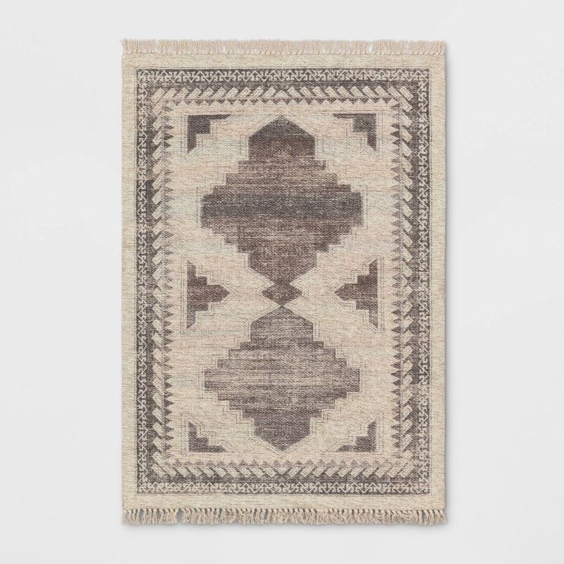 Photo 1 of 5'x7' Cromwell Washable Printed Persian Style Rug Tan - Threshold™
