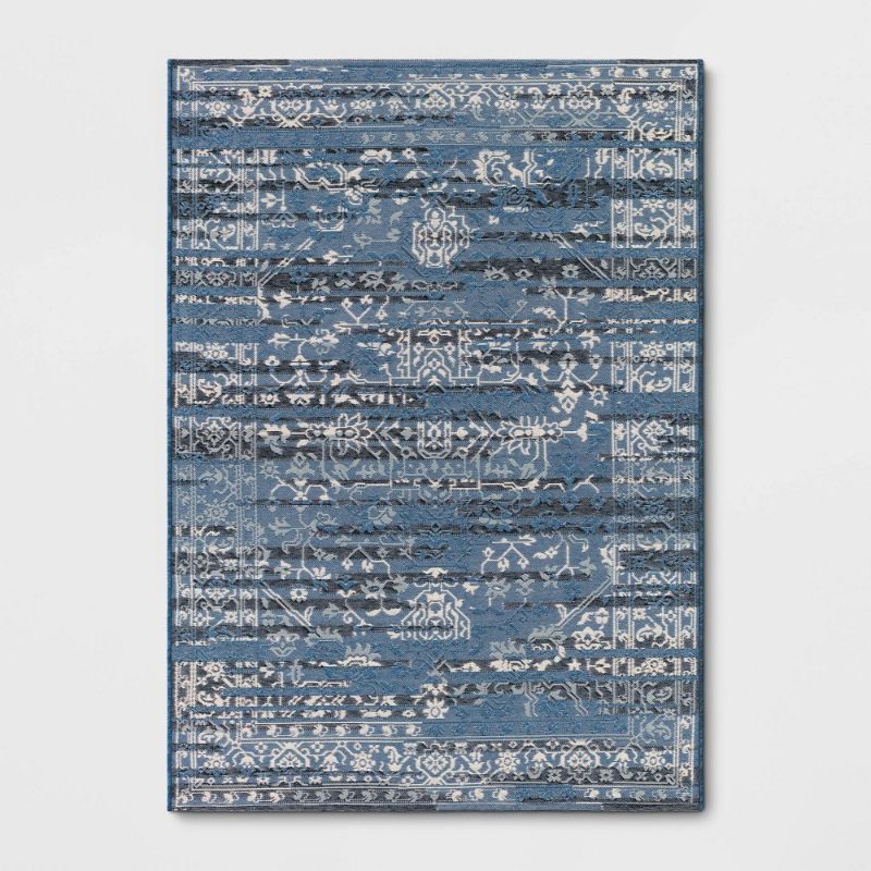 Photo 1 of 5' X 7' Tapestry Outdoor Rug Blue - Threshold™
