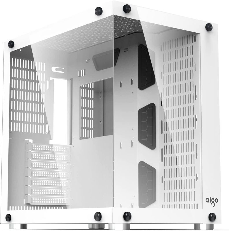 Photo 1 of aigo AZ300 Computer Case mid Tower 3.0 USB Tempered Glass Panel ATX Micro-ATX Game Case Without Computer case Fans (White)
