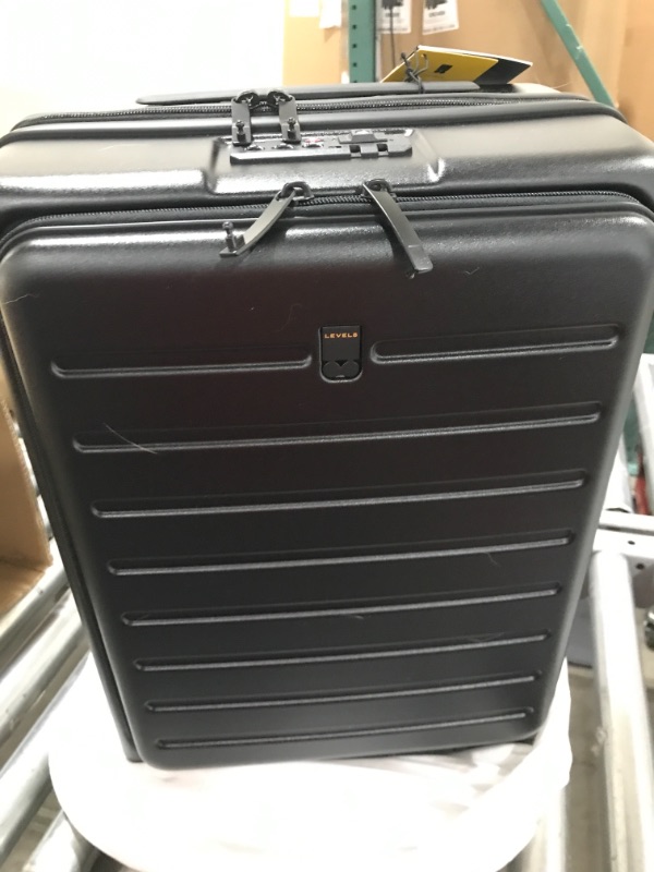 Photo 2 of LEVEL8 Carry On Suitcases 20in Hardside Spinner Luggage with Front Pocket Lock Cover (Black