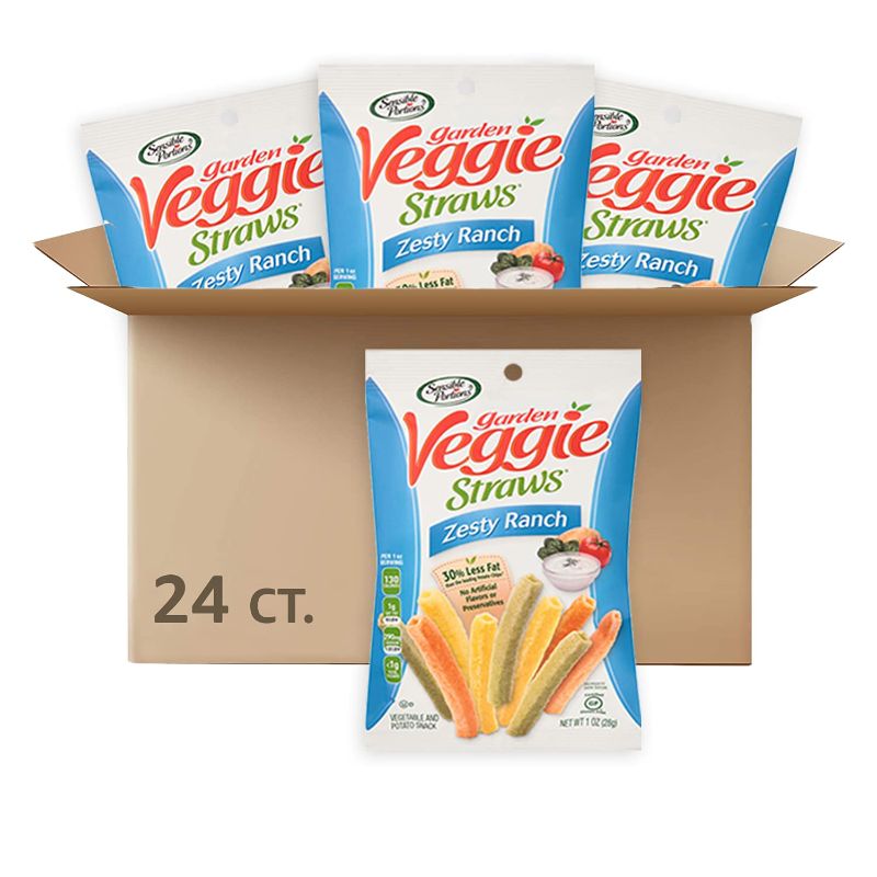 Photo 1 of (24 PACK) SENSIBLE PORTIONS 254437 Straw Veggie Ranch 1 Oz.(BEST BY 8/19/22)