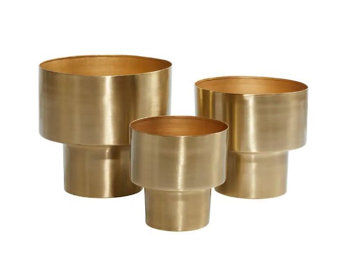 Photo 1 of 12 in. Gold Metal Glam Planter (3-Pack)
