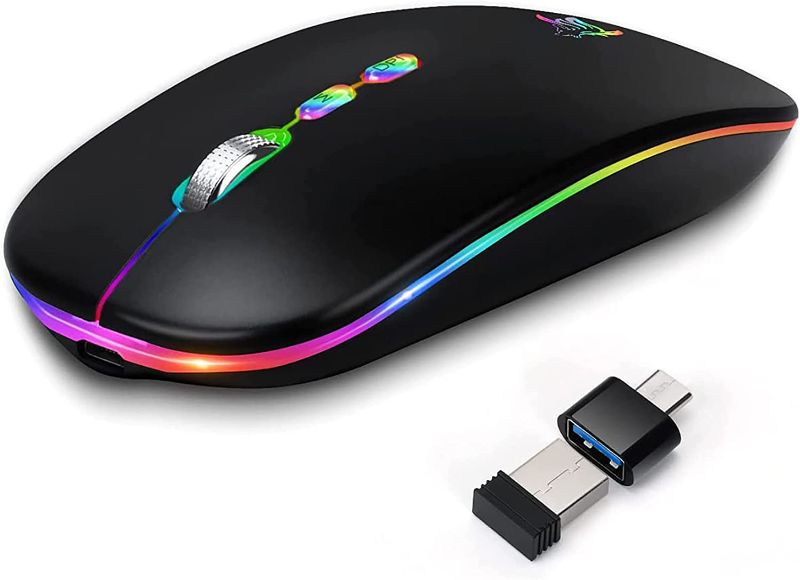 Photo 1 of LED Wireless Mouse, Slim Rechargeable Silent Bluetooth Mouse, Portable USB Optical 2.4G Wireless Bluetooth - 3 pack 