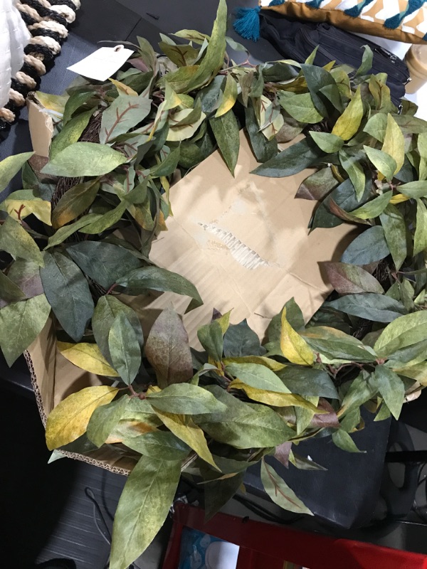 Photo 2 of 24" Faux Bay Leaf Wreath - Hearth & Hand™ with Magnolia - 2 pack