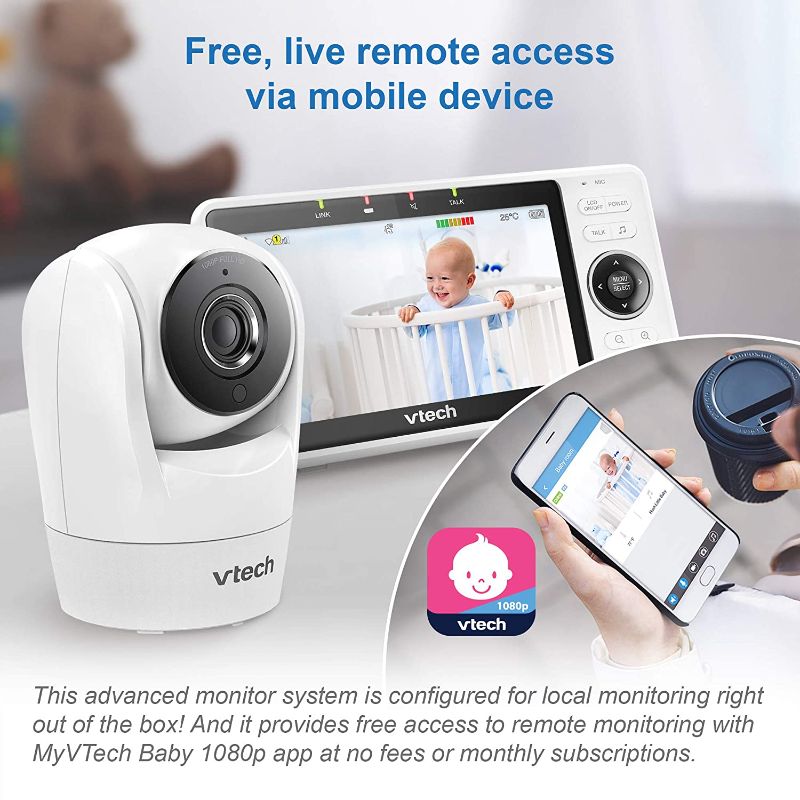 Photo 2 of VTech Upgraded Smart WiFi Baby Monitor VM901, 5-inch 720p Display, 1080p Camera, HD NightVision, Fully Remote Pan Tilt Zoom, 2-Way Talk, Free Smart Phone App, Works with iOS, Android