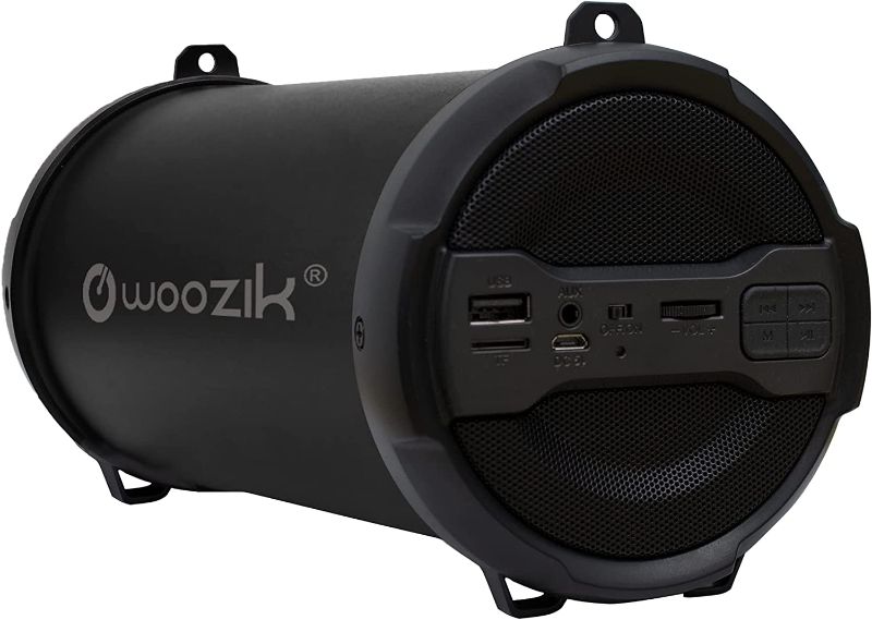 Photo 1 of WOOZIK Rockit Go / S213 Bluetooth Speaker, Wireless Boombox Indoor/Outdoor with FM Radio,Micro SD Card, USB, AUX 3.5mm Support, Rechargeable Battery, Strap for Travel, Great for Parties! - Black