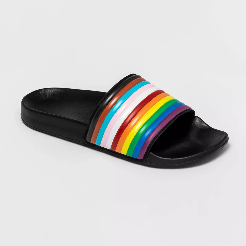 Photo 1 of [Size W12-13 M10-11] Pride Adult Slide Sandals - Black