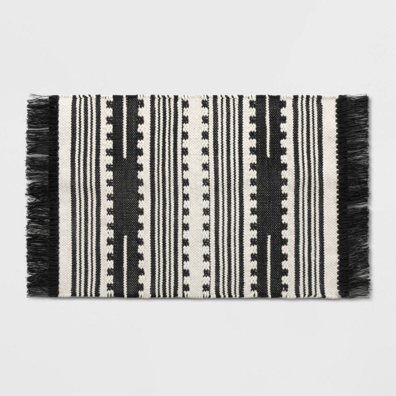 Photo 1 of 2'x3' Sylviidae Striped Woven Accent Rug Black - Opalhouse
