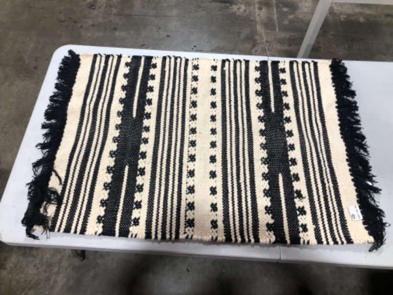 Photo 1 of 2'x3' Sylviidae Striped Woven Accent Rug Black - Opalhouse

