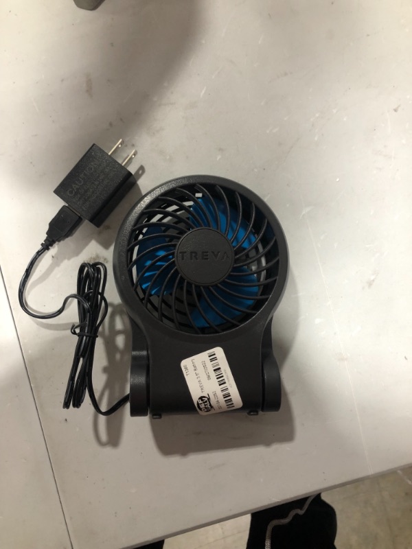 Photo 2 of TREVA 3.5" Battery/USB Fan with AC Adapter - Gray

