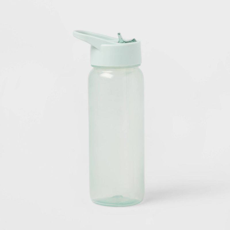 Photo 1 of 22oz Plastic Water Bottle with Push Button Spout Green - Room Essentials™
