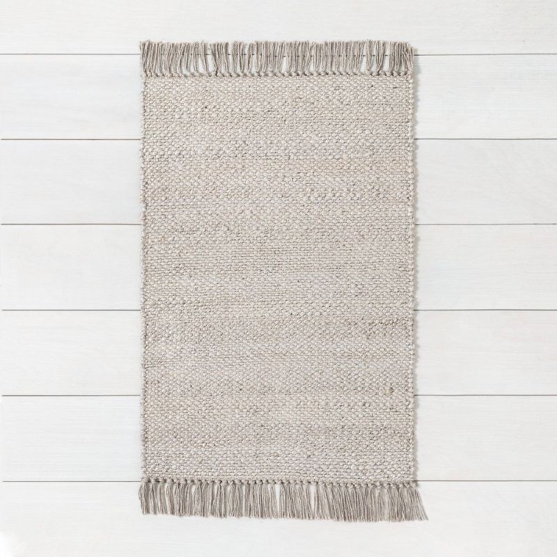 Photo 1 of 2' X 3' Bleached Jute Fringe Accent Rug - Hearth & Hand™ with Magnolia
