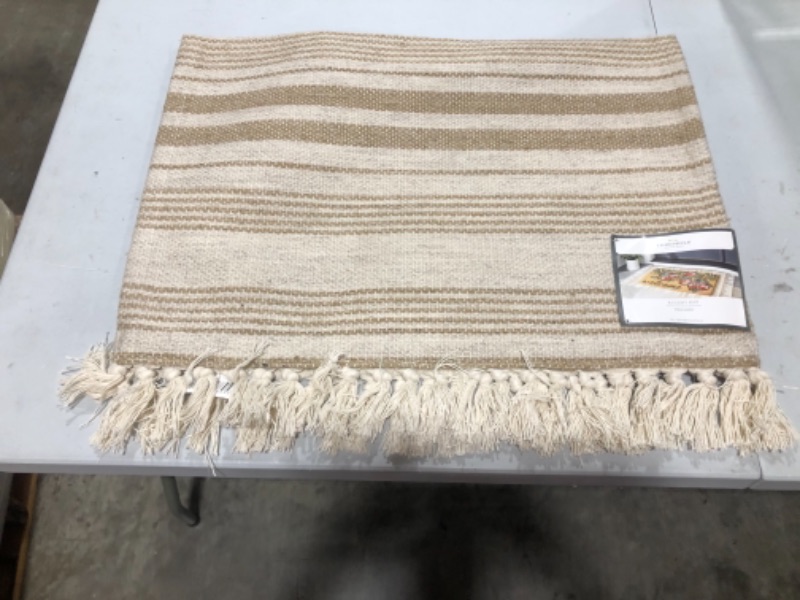 Photo 1 of 2'x3' Pet Tapestry with Fringes Woven Indoor/Outdoor Rug Khaki/Ivory - Threshold™
