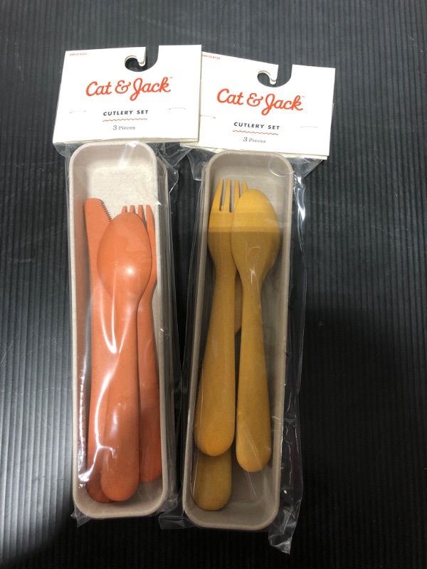 Photo 1 of [2 Pack] Flatware Set - Cat & Jack™ Orange and Yellow