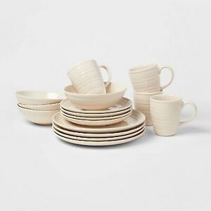 Photo 1 of 16pc Stoneware Fairlee Dinnerware Set White - Threshold
