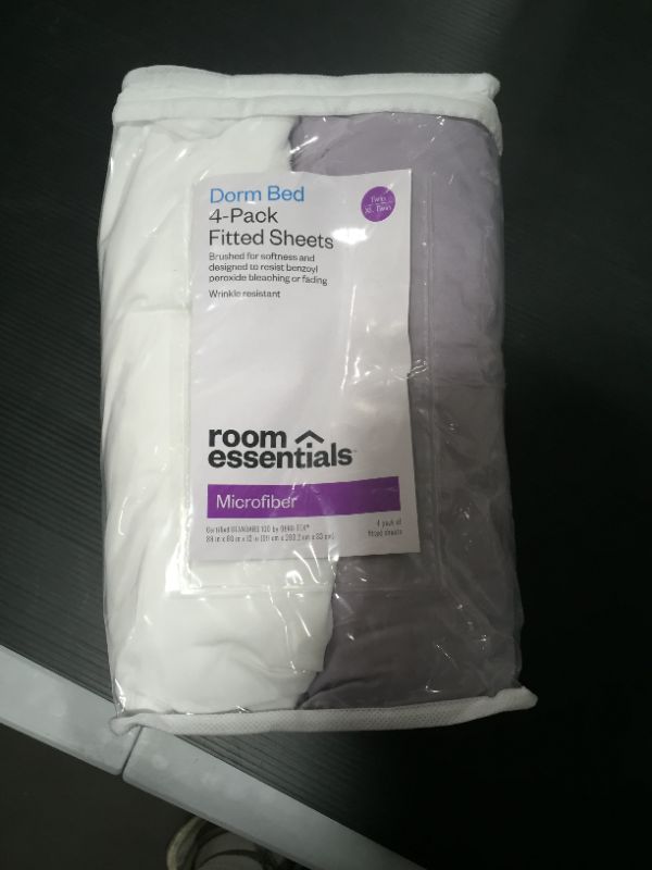 Photo 1 of 4pk Solid Microfiber Fitted Sheet - Room Essentials™
TWIN/TWIN XL