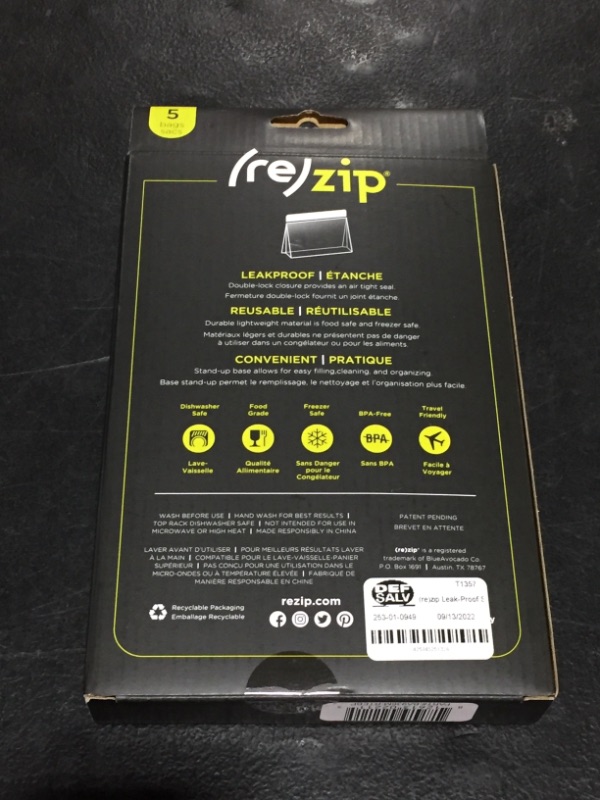 Photo 3 of (re)zip Leak-Proof Stand Up Food Storage Bag - 5ct