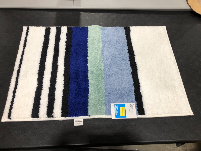 Photo 2 of 20"x30" Century Striped Tufted Bath Rug Blue - Room Essentials