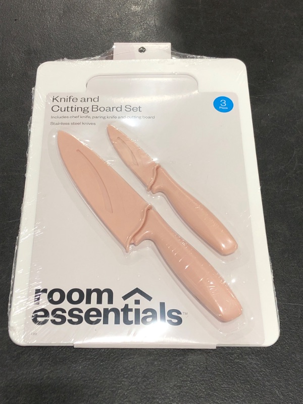 Photo 2 of 10"x14" Poly Cutting Board and 2pc Knife Set - Room Essentials™