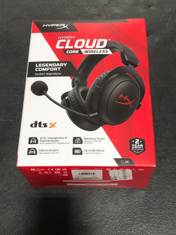 Photo 2 of HyperX - Cloud Core Wireless DTS Headphone: X Gaming Headset for PC - Black