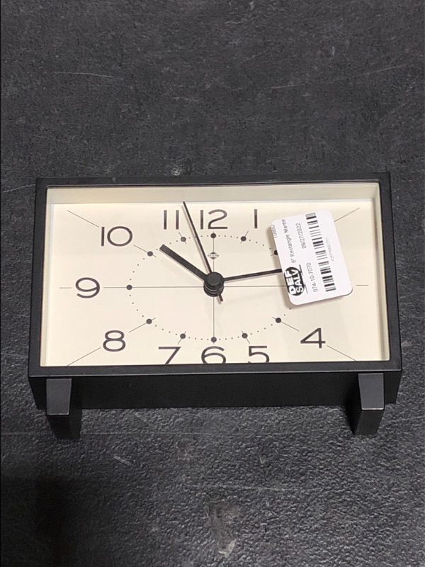 Photo 2 of 6" Rectangle Mantel Clock Black - Threshold™