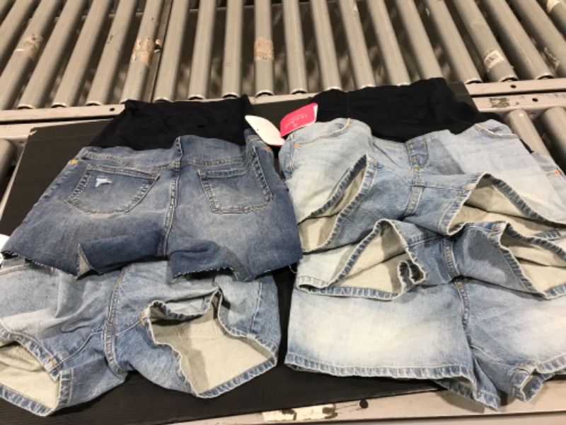 Photo 2 of BUNDLE OF 5 *SIZES VARY* Over Belly Destruction Midi Maternity Jean Shorts - Isabel Maternity by Ingrid & Isabel™ Medium Denim Wash