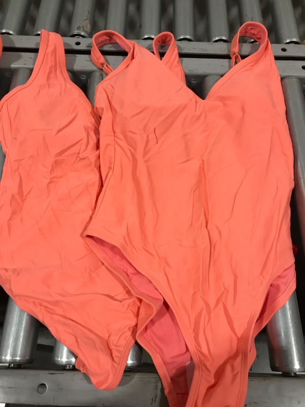 Photo 2 of BUNDLE OF 2 Peach Swimsuit One Piece - Target SIZE L **ALARM STILL ATTATCHED** 